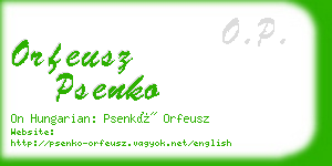 orfeusz psenko business card